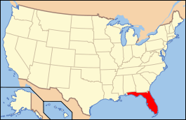 Carte avec la Floride en rouge.